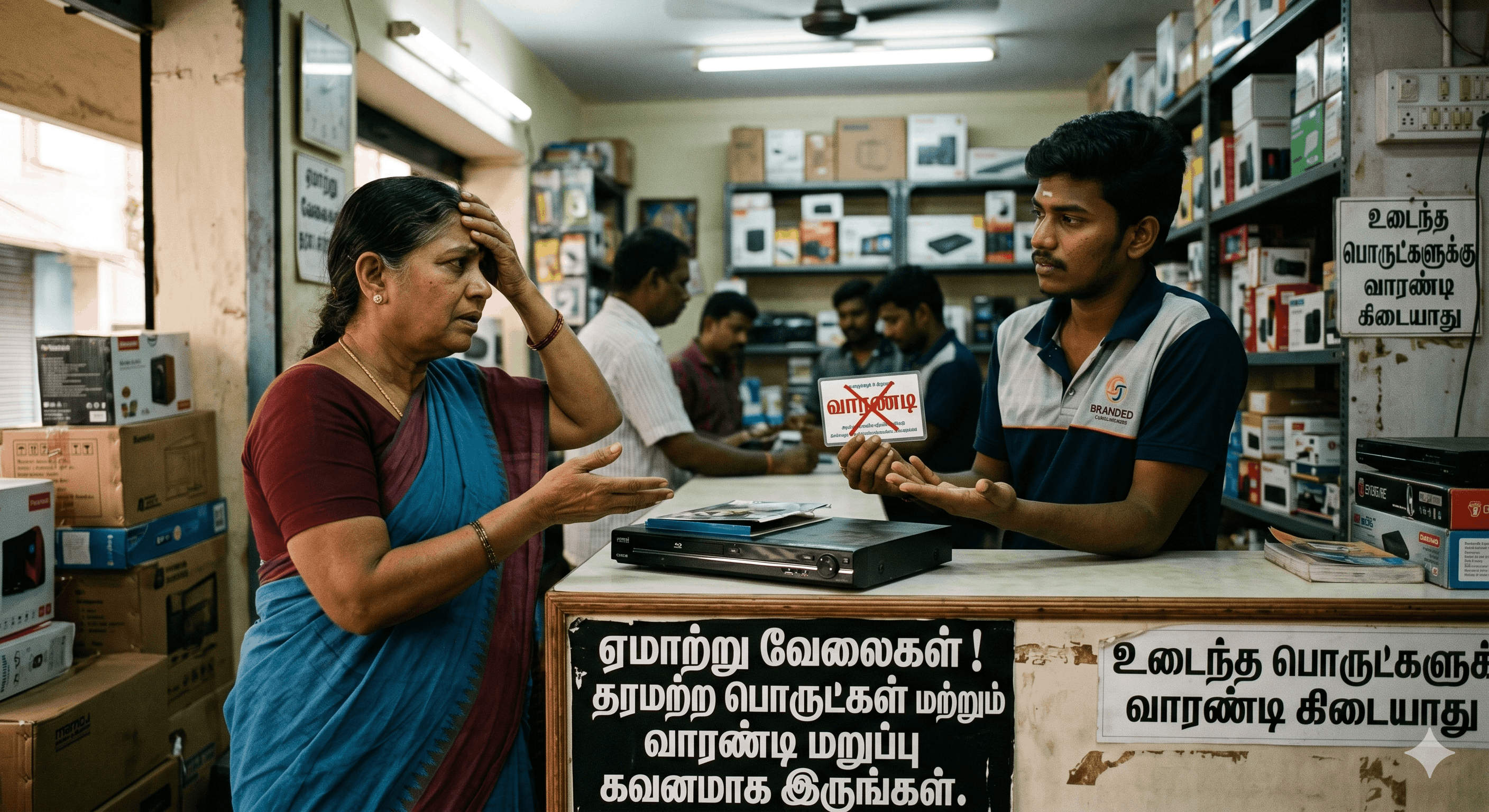 ஏமாற்று வேலைகள்: தரமற்ற பொருட்களை விற்பனை மற்றும் வாரண்டி மறுப்பு